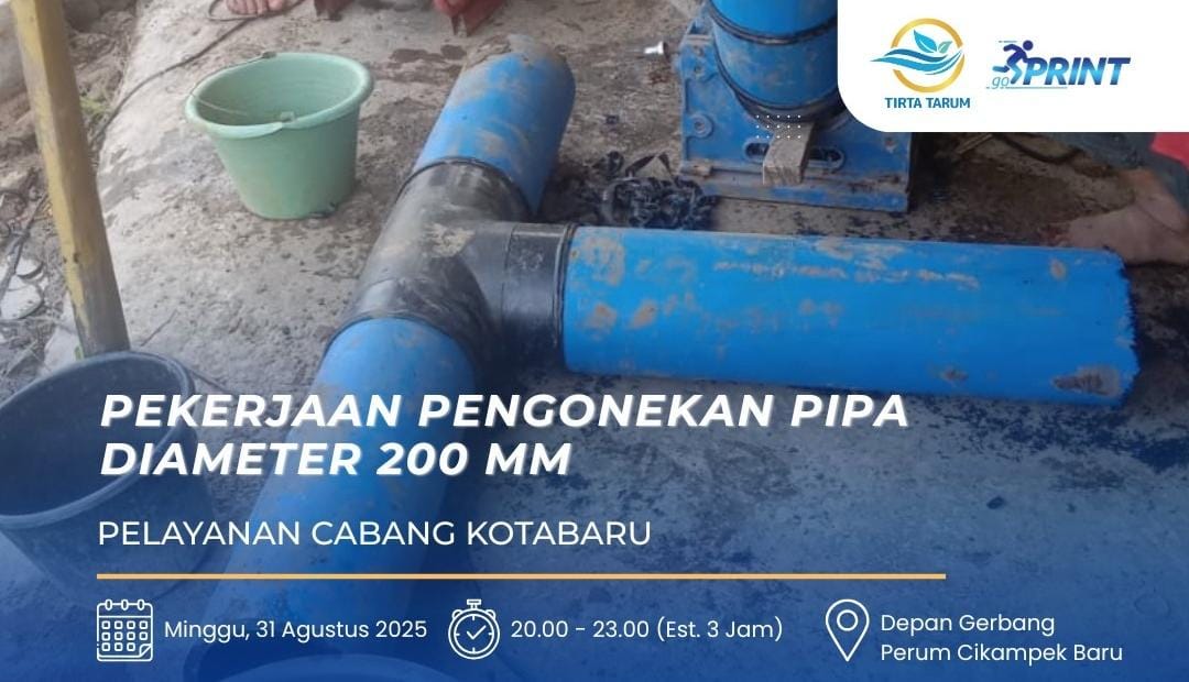 Perumdam: Distribusi Air di Kotabaru Terhenti Sementara Karena Pekerjaan Pengonekan Pipa 200 mm