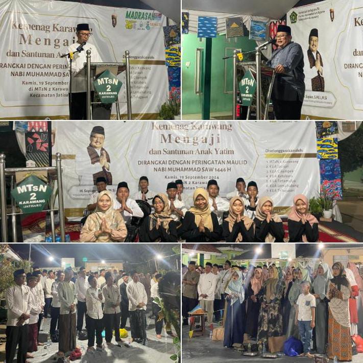 Diwarnai Santunan dan Peringatan Maulid Nabi, Kemenag Mengaji Mengalun di MTsN 2 Karawang