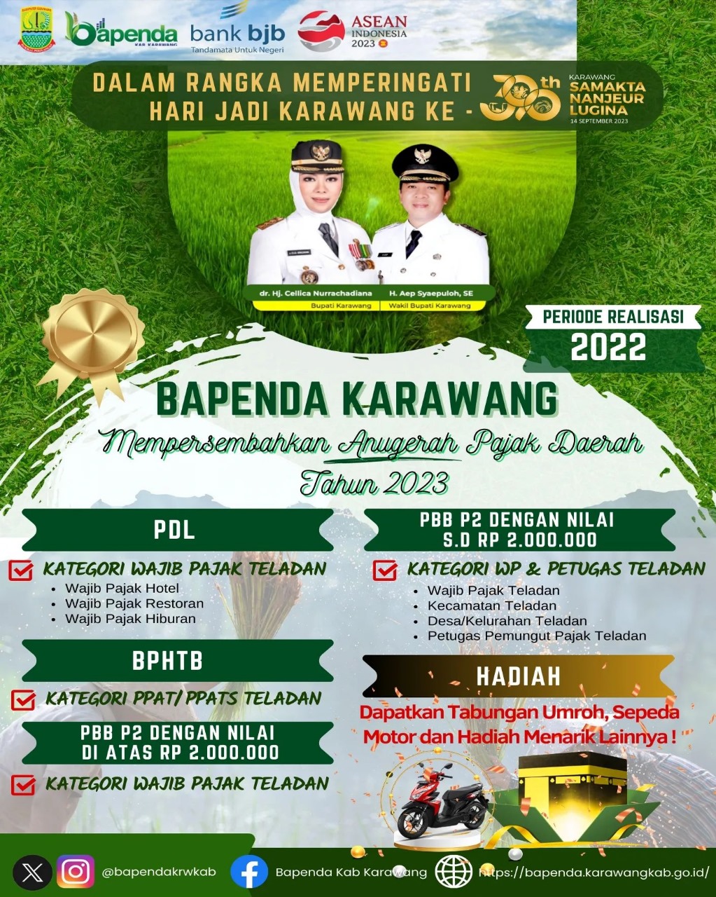 Anugerah Pajak Daerah 2023: Bapenda Karawang Mencari Teladan dalam Rangka HUT Karawang ke-390