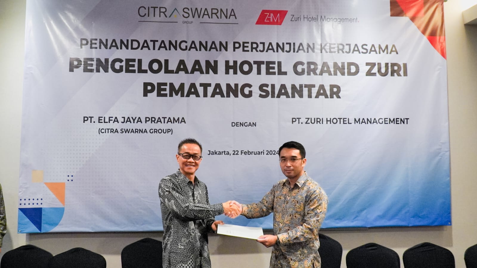 Kembangkan Hotel Bintang 4 di Sumut, CSG Gandeng PT Zuri Hotel Manajemen