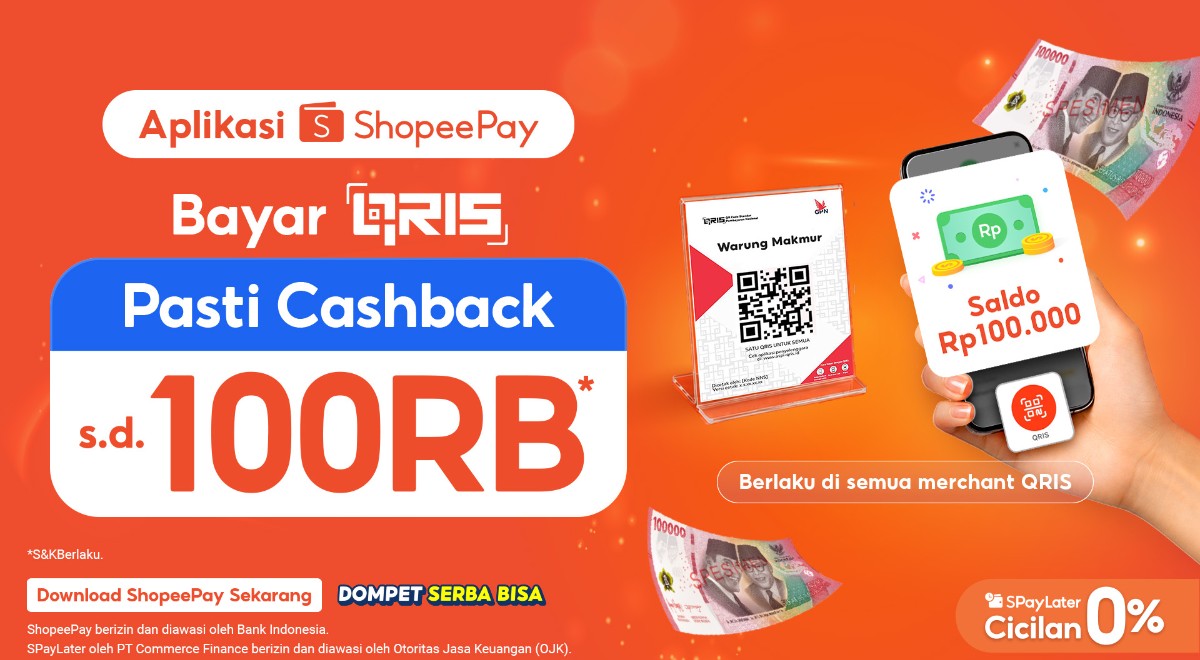 ShopeePay Dukung Adopsi QRIS Nasional, Hadirkan Pasti Cashback Saldo hingga Rp100.000 untuk Pengguna