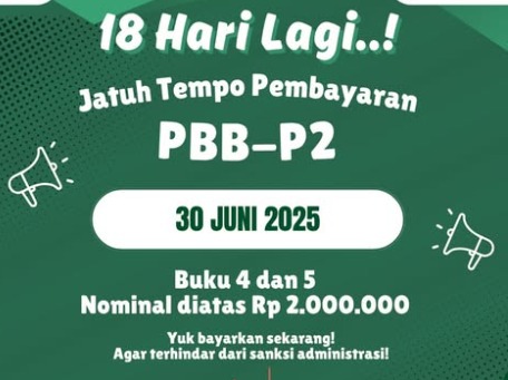 Bapenda Karawang: Pembayaran PBB-P2 Buku 4 dan 5 Jatuh Tempo 30 Juni 2025