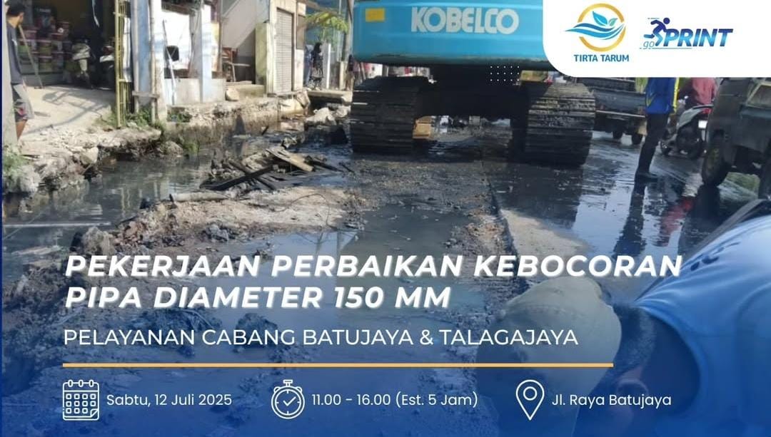 Perumdam Tirta Tarum Perbaiki Pipa Bocor di Batujaya, Distribusi Air Terhenti Sementara