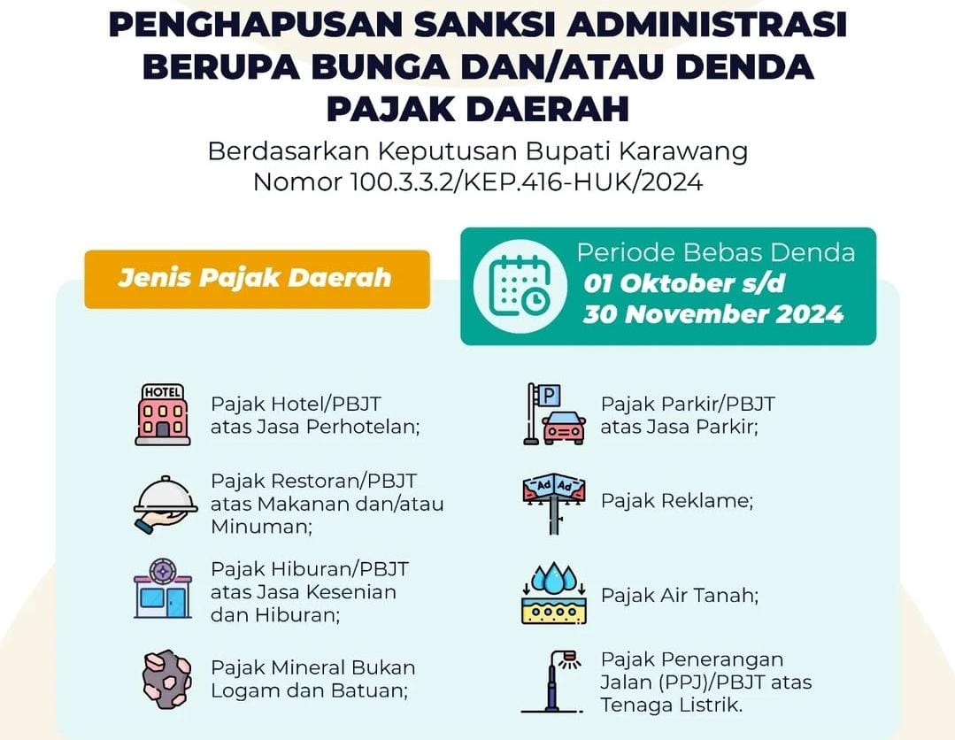 Bapenda Karawang Buka Program Bebas Denda Pajak Daerah sampai 30 November 2024