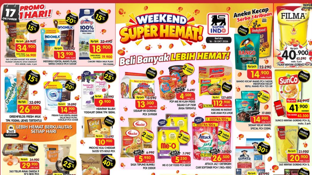 Buruan Serbu! Promo Superindo Terbaru Hari Ini, 17 Oktober 2026, Diskon Sunco Minyak Goreng 2L Cuma Rp41.900