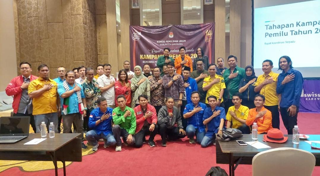 Jelang Pemilu 2024, KPU Gelar Rakor Terpadu Dengan Bawaslu, Pemda Karawang dan Belasan Partai Politik