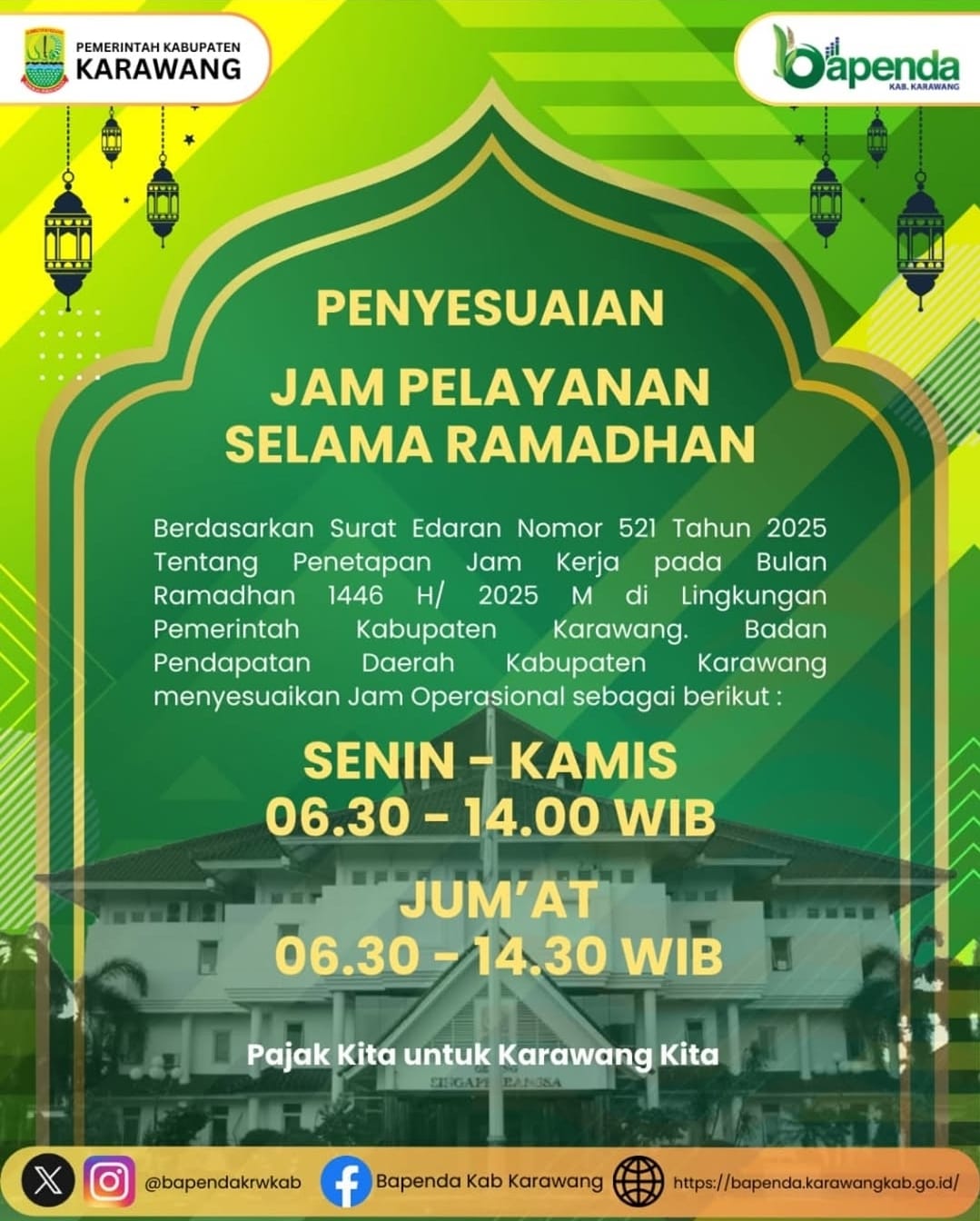 Bapenda Karawang Sesuaikan Jam Operasional Selama Ramadhan 1446 H