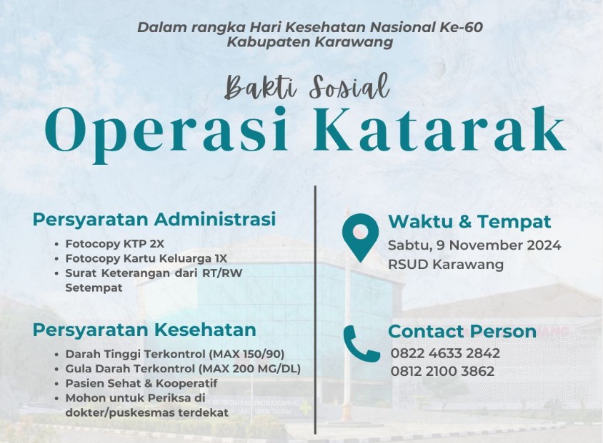 RSUD Karawang Gelar Bakti Sosial Operasi Katarak Gratis di Karawang, Simak Syaratnya 