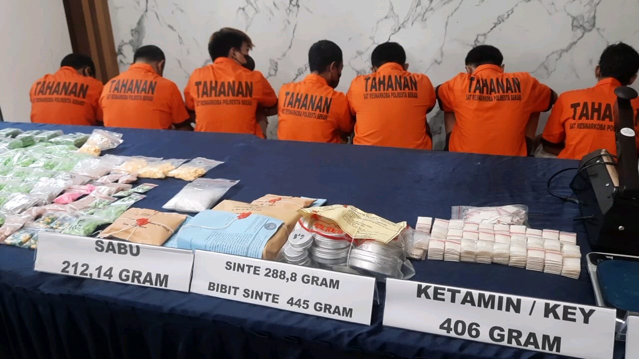 8 Pengedar Narkotika di Kabupaten Bekasi Ditangkap, Barang Bukti 529,87 Gram Ganja hingga Bibit Sinte 455 Gram