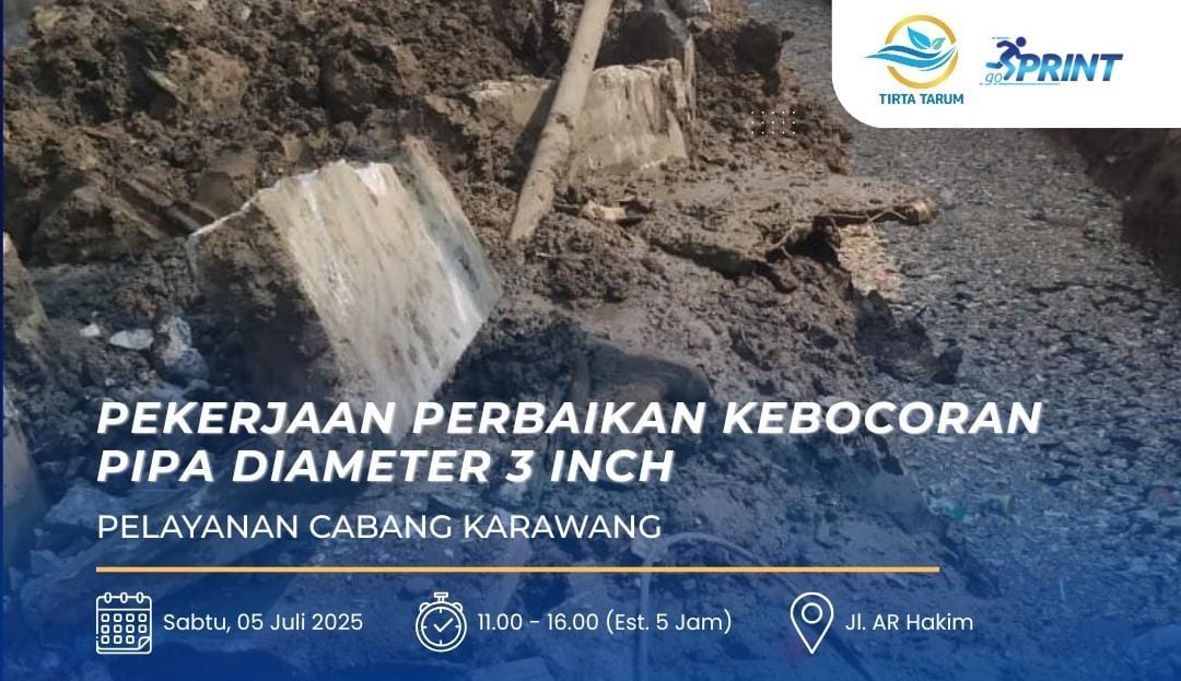 Perumdam Tirta Tarum Karawang Perbaiki Pipa Bocor, Distribusi Air Terganggu Sementara