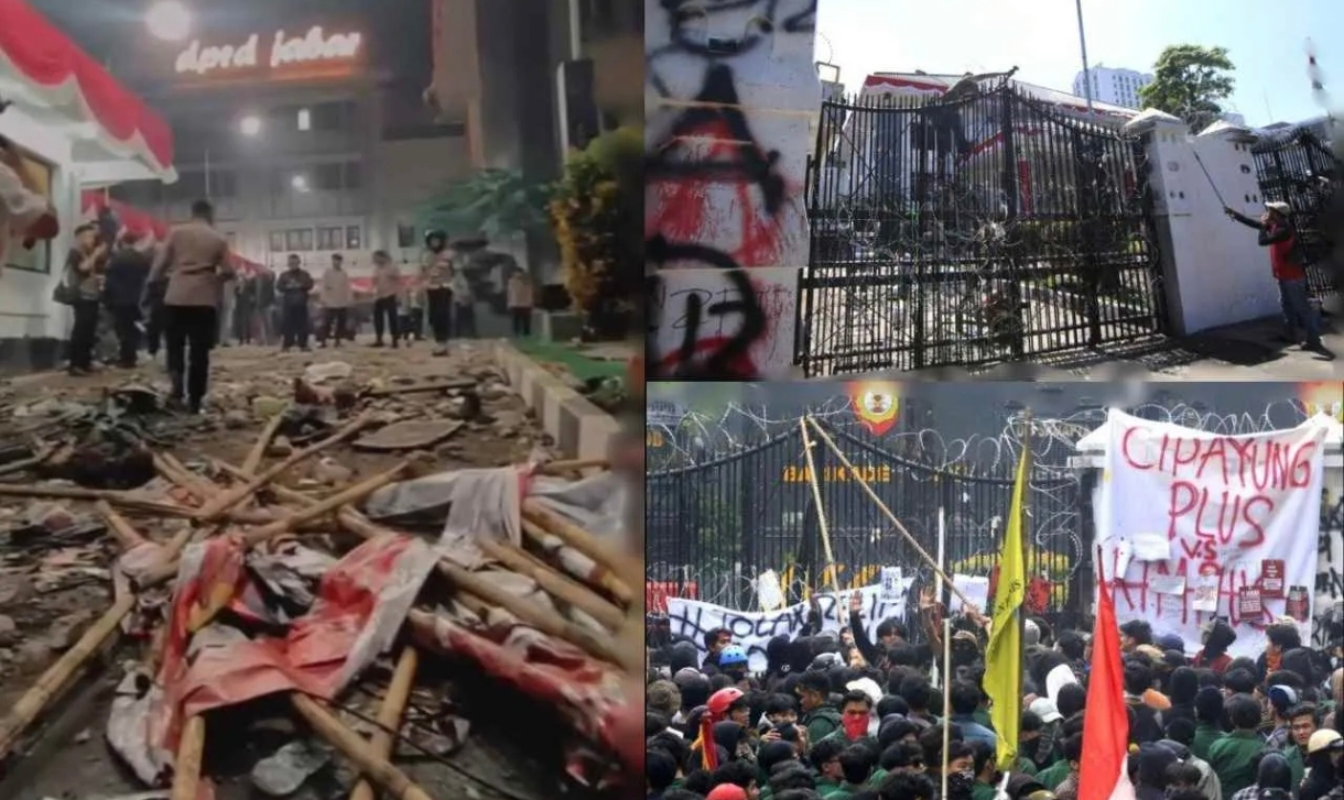 Kondisi Pasca-demo: Gedung DPRD Jawa Barat Rusak Parah