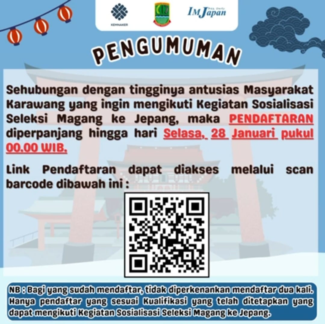 Disnakertrans Karawang Informasikan Penundaan Kegiatan Sosialisasi Perekrutan Magang ke Jepang