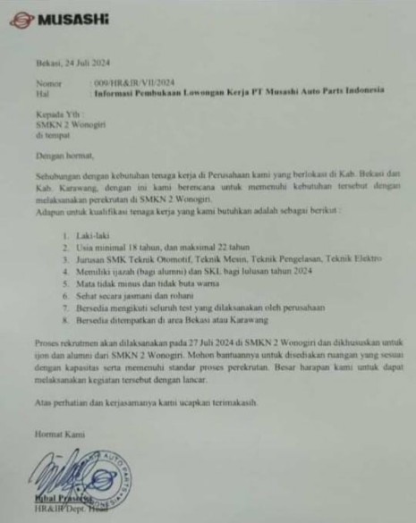 Warga Sukaresmi Resah dengan Beredarnya Surat Permohonan Rekrutmen Tenaga Kerja yang Dikeluarkan PT Ini