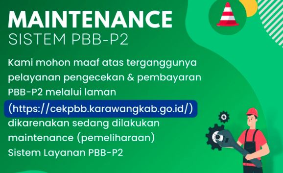 Pengumuman: Pemeliharaan Sistem Layanan PBB-P2 Bapenda Karawang