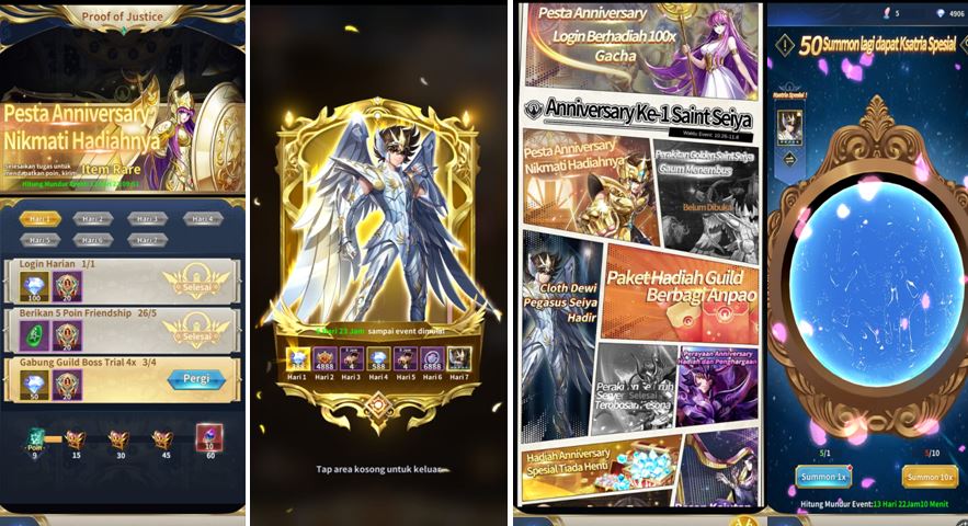 Update Terbaru Saint Seiya Legend of Justice : Event Keren Menanti, Ada Pegasus God Cloth Gratis
