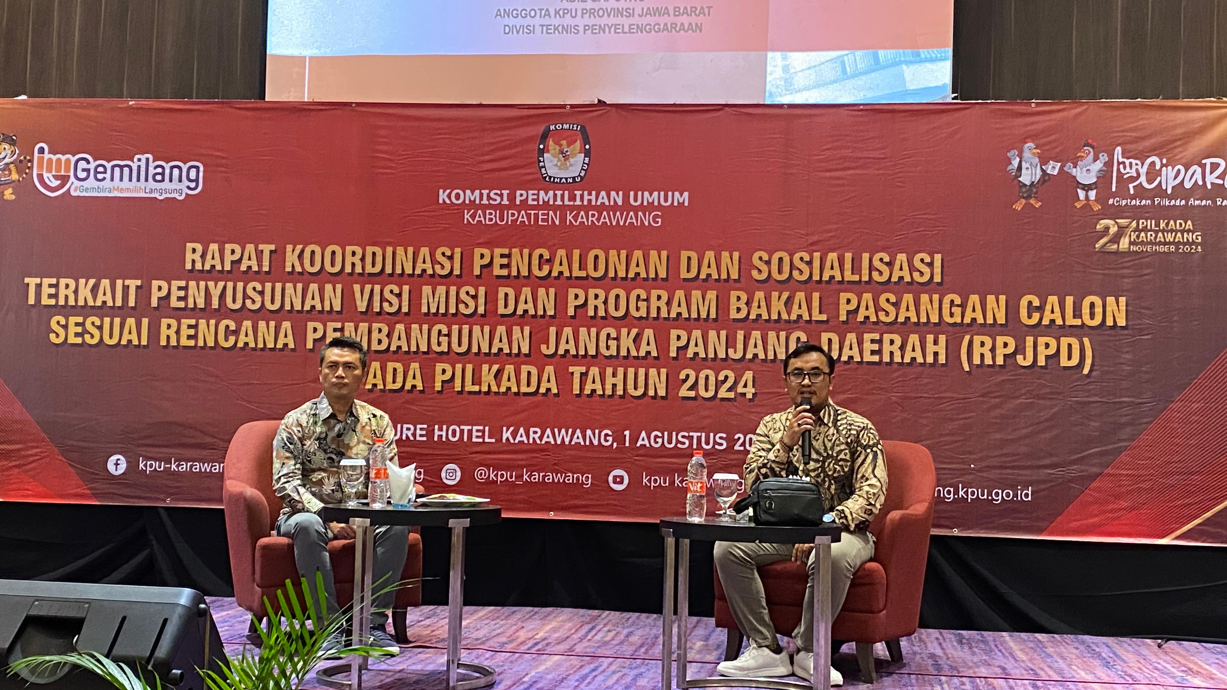 Jelang Pilkada 2024, KPU Karawang Gelar Rakor Pencalonan dan Sosialisasi Terkait Penyusunan Visi-Misi RPJPD