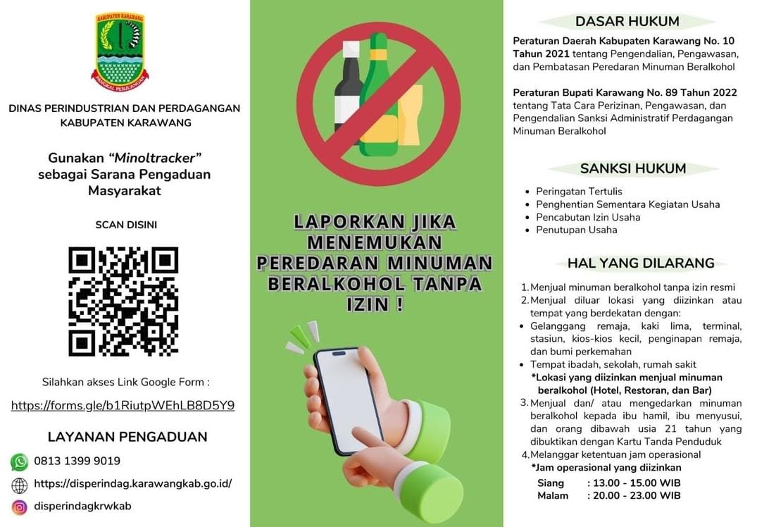 Disperindag Karawang Buka Layanan Pengaduan Online Terkait Peredaran Minuman Beralkohol Tanpa Izin
