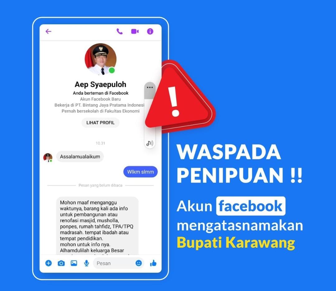 Waspada Hoaks! Bupati Aep Imbau Masyarakat Tidak Percaya Terhadap Akun FB Palsu yang Mengatasnamakan Dirinya