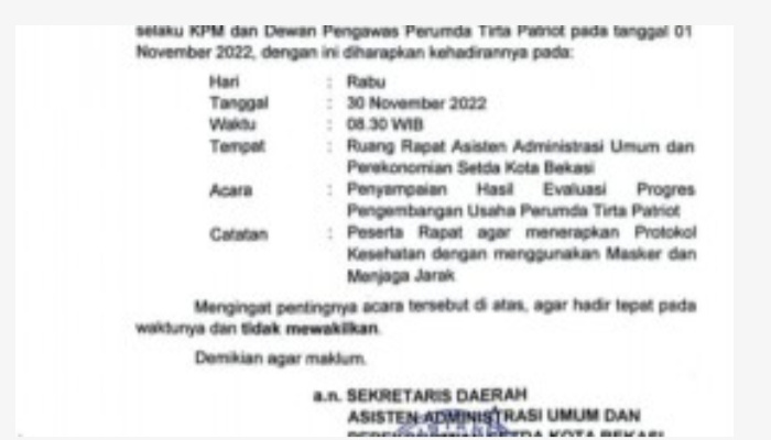 Surat Penunjukan Plt Dirut PDAM TP Beredar, Solihat Mengaku Tak Mengetahui Pencopotan Dirinya