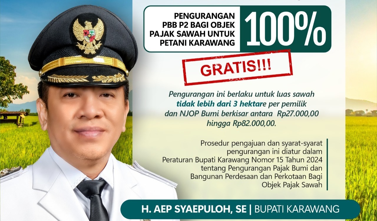 Bapenda Luncurkan Program Pengurangan PBB-P2 100% untuk Pemilik Sawah di Kabupaten Karawang