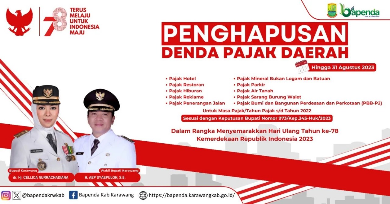 Horee! Promo Agustusan, Pemkab Karawang Hapus Denda 10 Sektor Pajak, Ini Daftarnya!