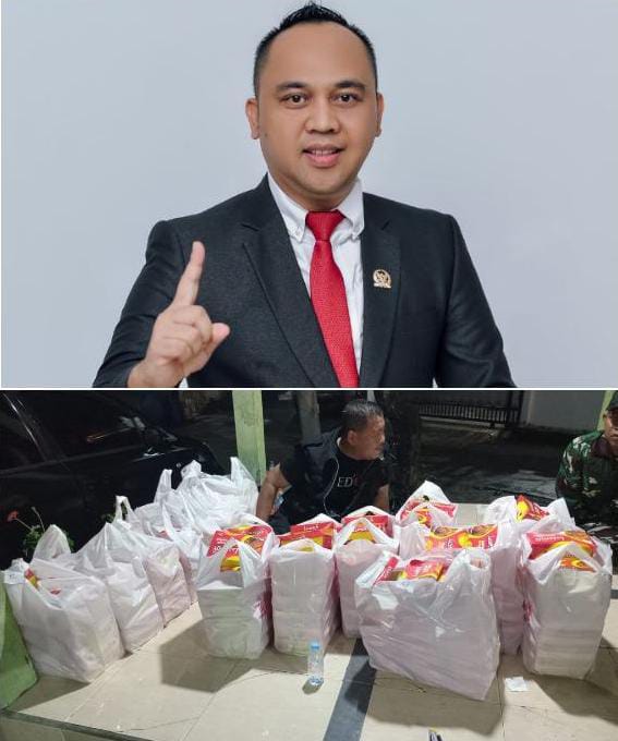 Tebar Kebahagiaan bagi Warga Terdampak Banjir, Wakil Ketua DPRD Karawang H Oma Berbagi Ratusan Nasi Box