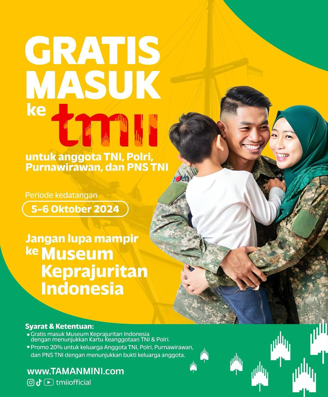 Promo Liburan HUT TNI 2024, Bisa Masuk TMII Gratis Cuma Pakai 1 Syarat