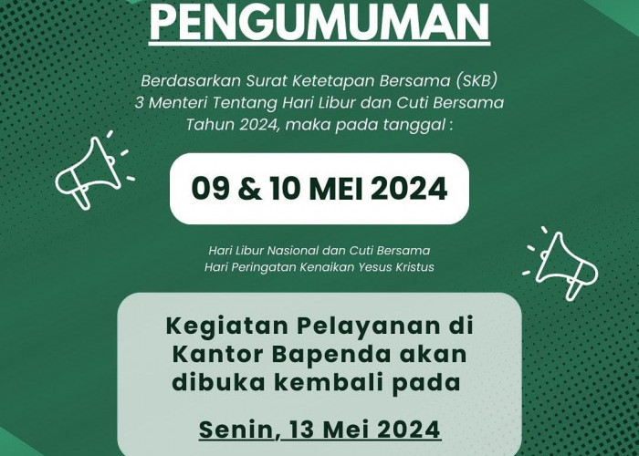 Pengumuman Layanan Bapenda Karawang Libur Nasional dan Cuti Bersama