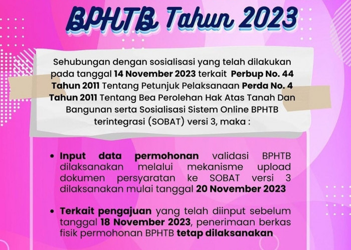 Bapenda Karawang Umumkan Batas Waktu Validasi BPHTB 2023