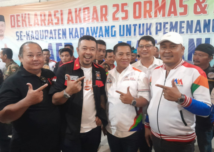 Ribuan Anggota Ormas dan LSM Deklarasi Dukung Pasangan Aep-Maslani di Pilkada Karawang 2024