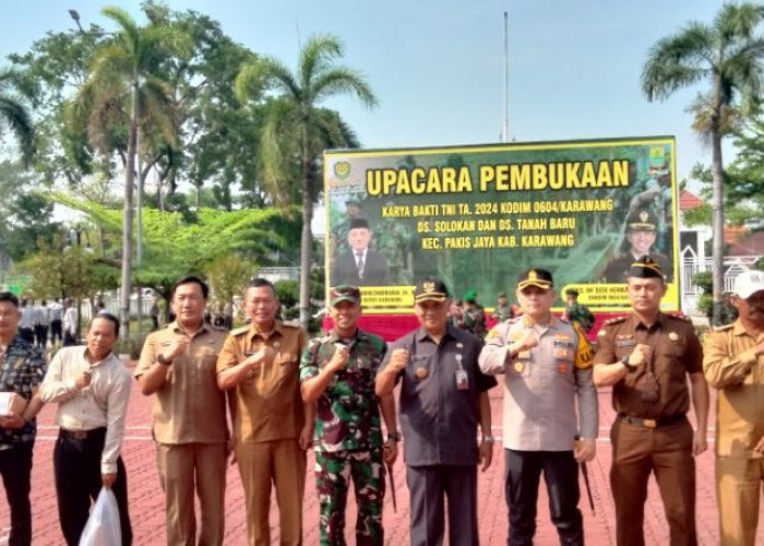 DPMD dan Kodim 0604/Karawang Berikan Program Karya Bakti Untuk Desa Solokan dan Desa Tanah Baru