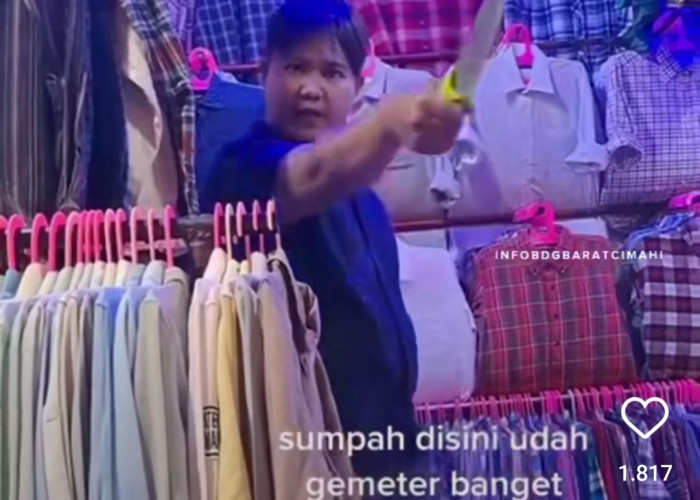 Pedagang Baju Bekas di Pasar Cimol Todongkan Sajam Ke Pembeli