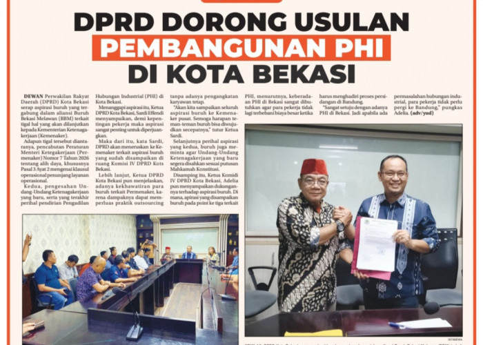 DPRD Kota Bekasi Dorong Usulan Pembangunan PHI di Kota Bekasi