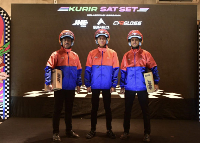 Kolab Bareng EIGER Tropical Adventure dan Cargloss Helmets, JNE Luncurkan Jaket dan Helm Terbaru