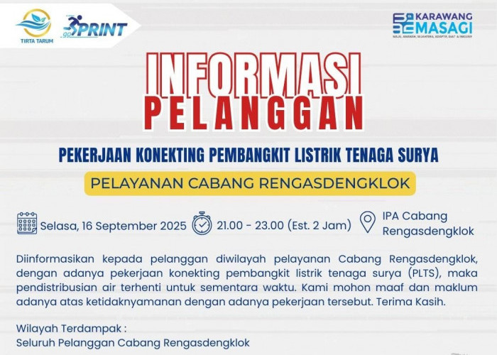 Perumdam: Layanan Air di Rengasdengklok Terhenti Sementara Karena Pekerjaan Koneksi PLTS