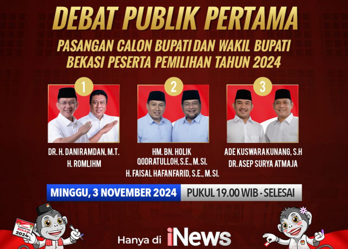 Tiga Calon Bupati Bekasi Siap Adu Gagasan di Debat Perdana Pilkada 2024 Malam Ini, Disiarkan di TV Nasional