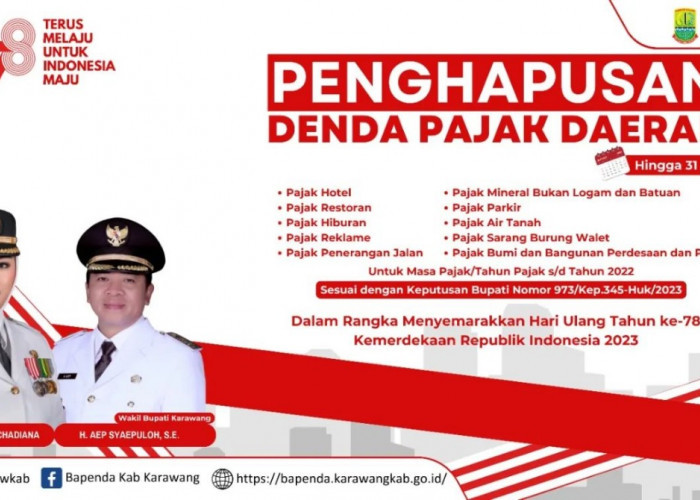 Horee! Promo Agustusan, Pemkab Karawang Hapus Denda 10 Sektor Pajak, Ini Daftarnya!