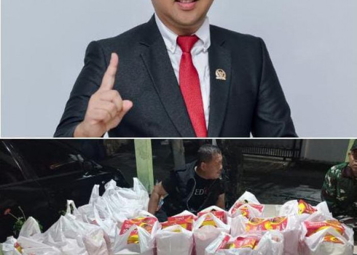 Tebar Kebahagiaan bagi Warga Terdampak Banjir, Wakil Ketua DPRD Karawang H Oma Berbagi Ratusan Nasi Box