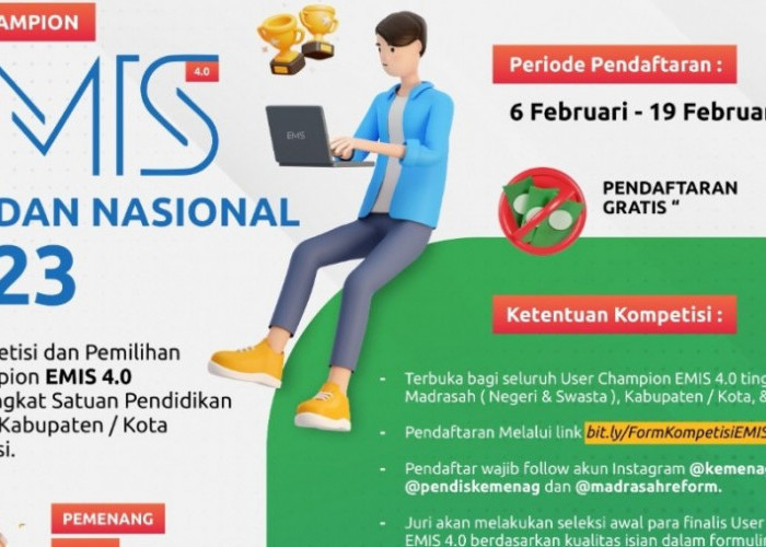 Terbuka, Ayo Daftar Kompetisi User Champion Emis Teladan Tingkat Madrasah 2023 