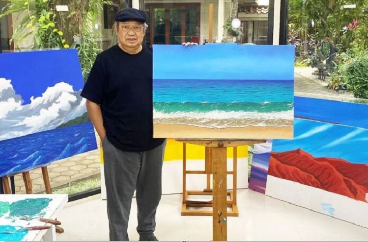 Intip Lukisan Menakjubkan Karya Pak SBY, Andi Mallarangeng: Debur Ombak di Pantai Pacitan