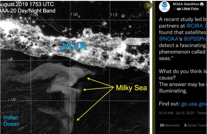 Heboh!, Ada Fenomena Cahaya Laut Jawa Terekam Satelit Amerika