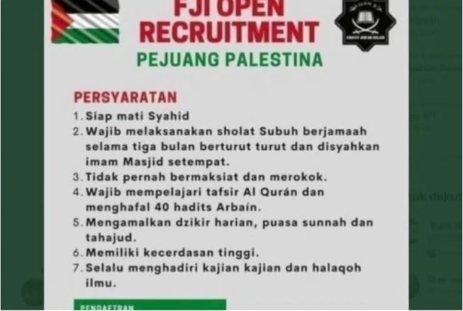 Viral!, Beredar Rekrutmen Pejuang Palestina, Syarat Wajib yang Pertama Siap Mati Syahid