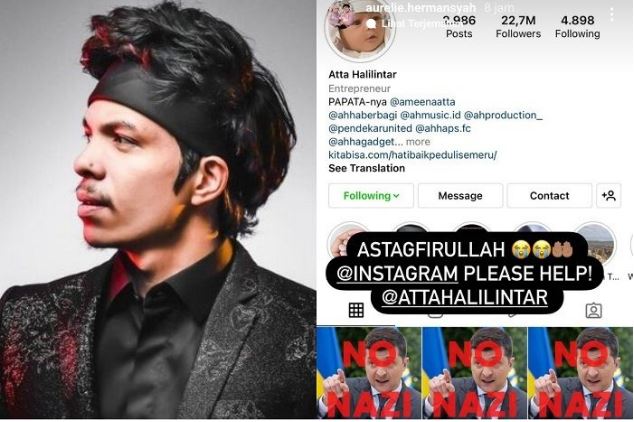 Akun Instagram Atta Halilintar Dihack, Dipasang Foto Presiden Ukraina, Tulisan No Nazi
