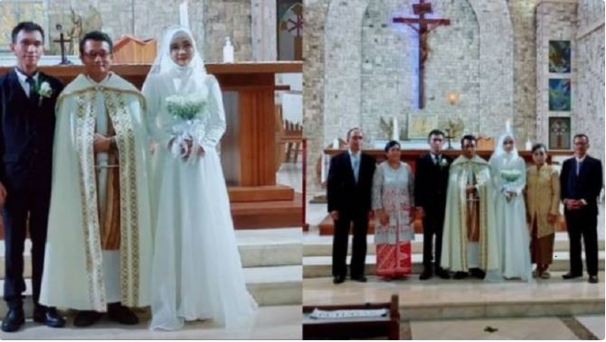 Viral Wanita Berhijab Nikah Beda Agama di Gereja, MUI Tegaskan Perkawinan Beda Agama Hukumnya Haram