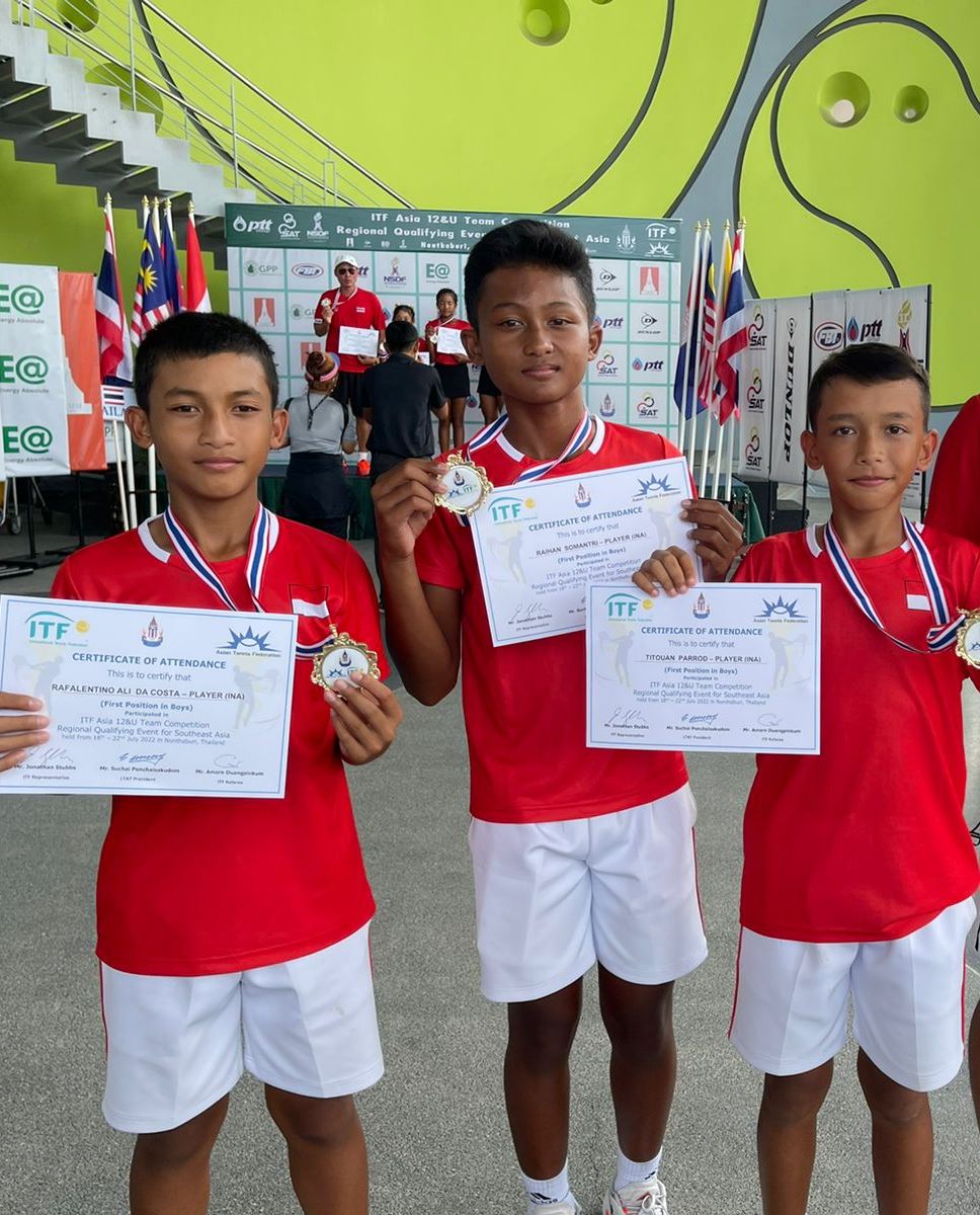 Petenis Karawang Bersinar di Kejuaraan Internasional, Raih Emas ITF Asia 12 & Under Team Competition 2022